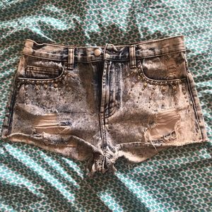 Forever 21 high rise acid wash shorts